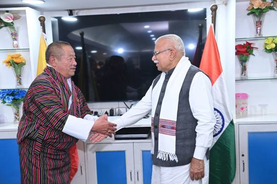 Bhutan’s Minister for Energy and Natural Resources, Lyonpo Gem Tshering, meets India’s Union Minister for Power and Housing & Urban Affairs, Manohar Lal in Delhi
