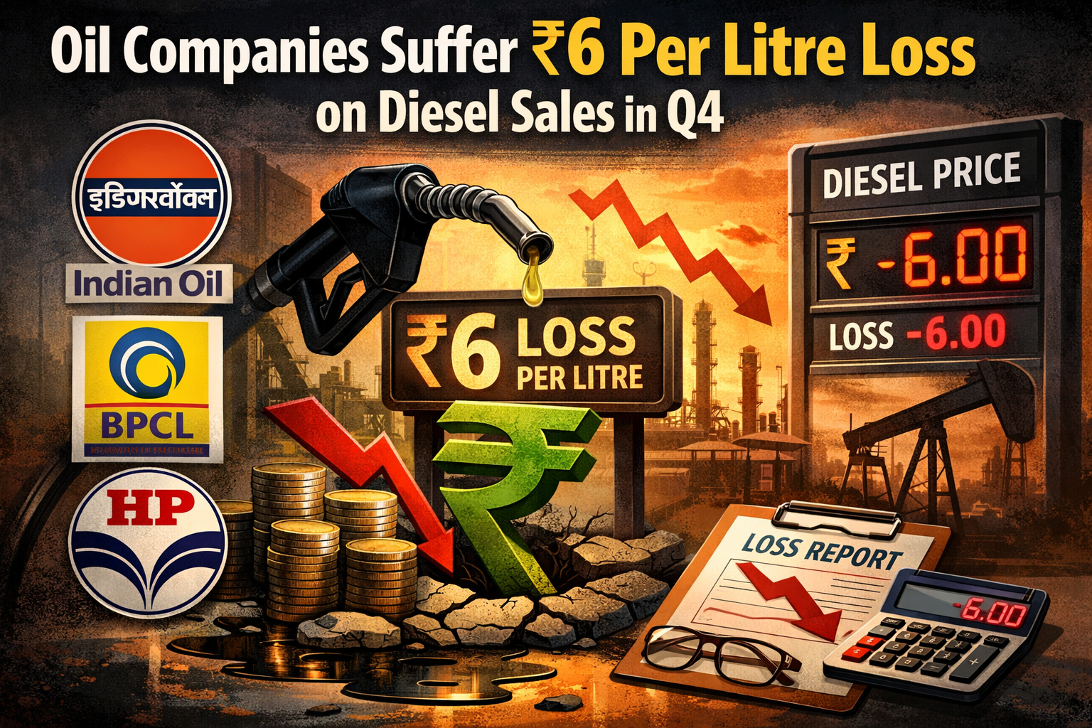 Oil Companies Suffer ₹6 Per Litre Loss on Diesel Sales in Q4