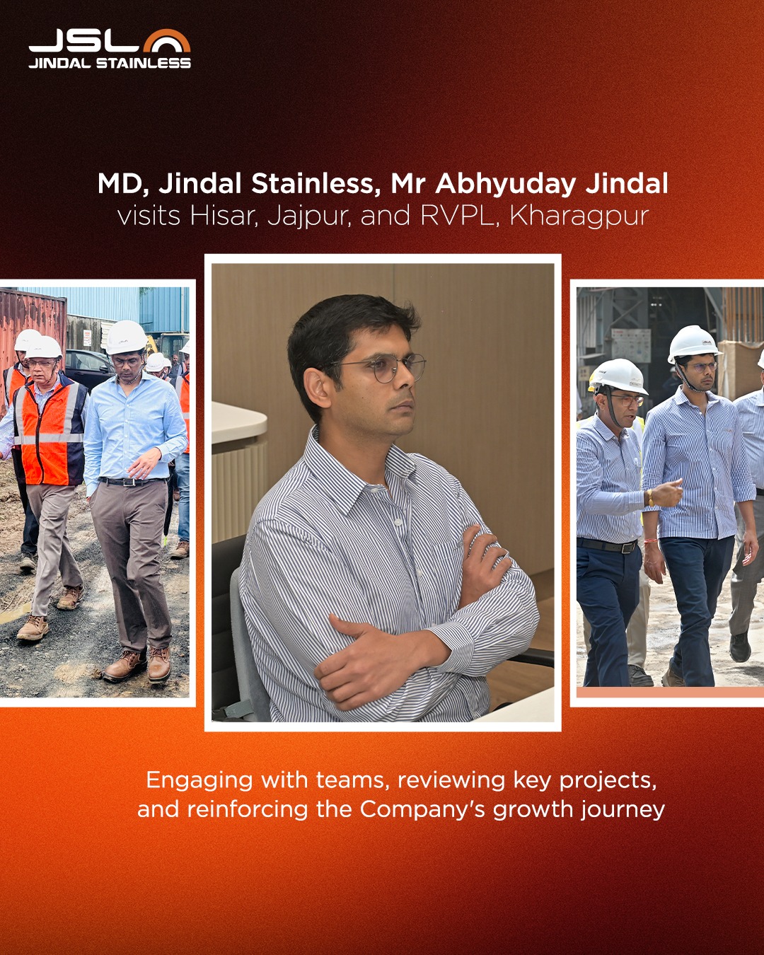 Managing Director, Jindal Stainless, Mr @abhyudayjindal , recently visited the Company's manufacturing units at Hisar, Jajpur, and Kharagpur